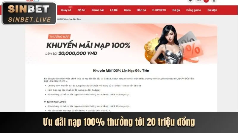 Khuyến mãi chào mừng thành viên mới Sinbet zt9398.net